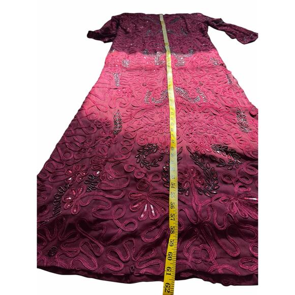 JS Collections Burgundy Sequin Embroidered Gown - Size 22W - Picture 12 of 15